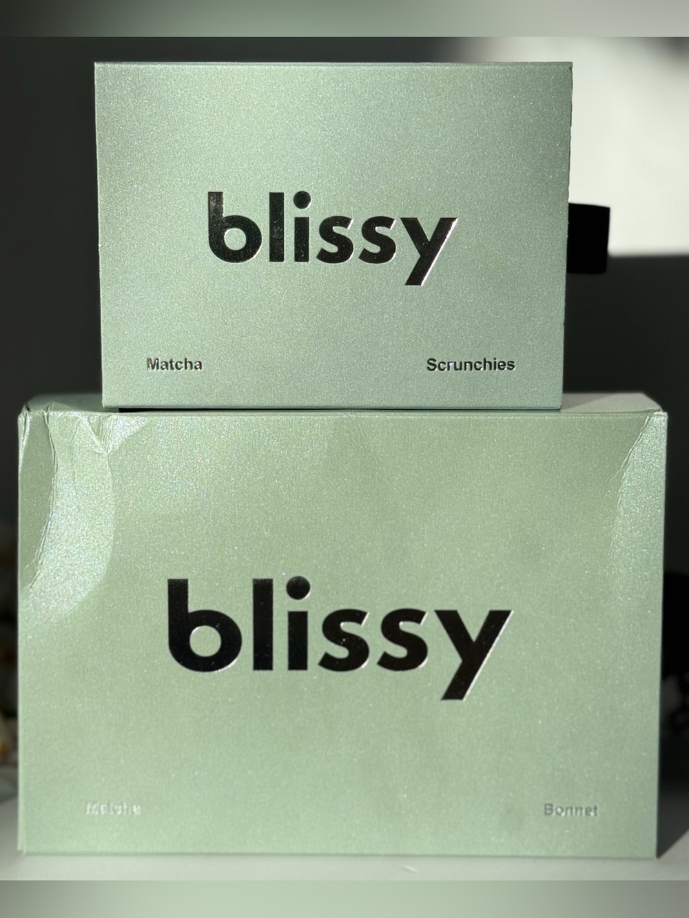 Blissy Matcha Silk Sleep Set | Bonnet + Skinny Scrunchies | NEW | $145 Retail